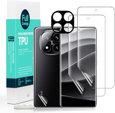 Ibywind 2 Piezas Protector para Xiaomi Redmi Note 14 Pro+ 5G/Pro Plus 5G 6,67 + Protector Cámara y Trasera Fibra Carbono, Hidrogel TPU