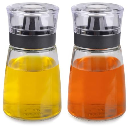 imposyu Set 2 Dispenser Olio Riempire Bottiglia Olio e Aceto 160 ml Shaker Vinaigrette In Vetro Con Coperchio per Olio D'oliva, Aceto, Miele