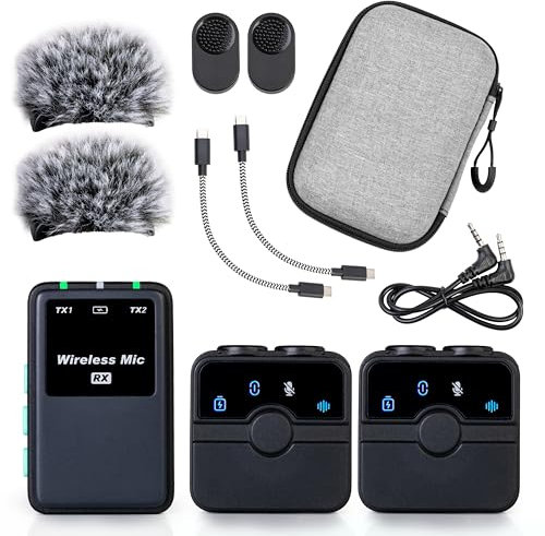 CreatorMic Mini microphone sans fil pour iPhone/Android/appareil photo – Limiteur, égaliseur vocal, suppression du bruit, suppression de l'écho, support magnétique – Micro à revers à clipser pour