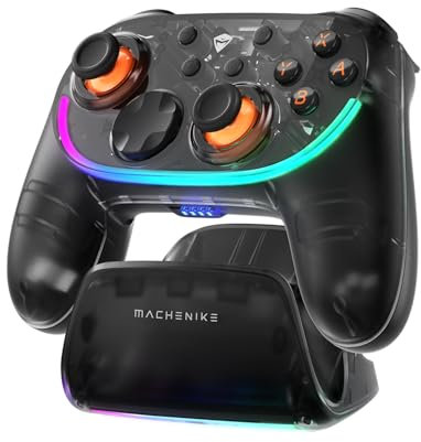 Machenike S3 Gaming Controller Bluetooth für PC/Switch/Mobile Phone/Tablet, 1000Hz Hall Joystick, Switch Controller Wireless mit RGB Sync Dock,NFC, 5 Stufen Vibration, Lightweight, Schwarz