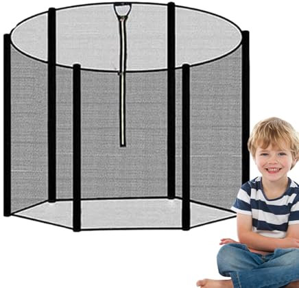Sicherheitsnetz Ersatznetz Für Trampolin Ø 244 305 366cm, Gartentrampolin Ersatznetz Für 8 Stangen, Netz Außenliegend, Ersatzteil Reißfest, UV-beständig