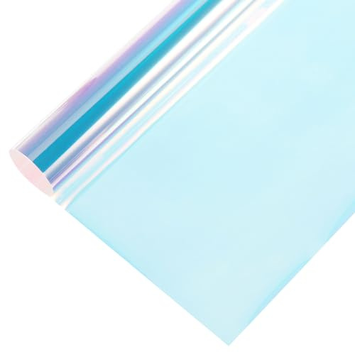 Kvartsman iridescerande fönsterfilm, 30 cm x 100 cm iridescerande holografisk PVC-folie dikroisk folie transparent vinylpappersrulle för gör-det-själv-hantverk presentförpackning laser blå