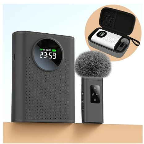 BSONE Sprachverstärker mit kabellosem Mikrofon für Lehrer, tragbares Bluetooth-PA-System mit Ansteckmikrofon und Lautsprecher für Klassenzimmer, Tourführer, Meeting-Präsentation, Konferenz