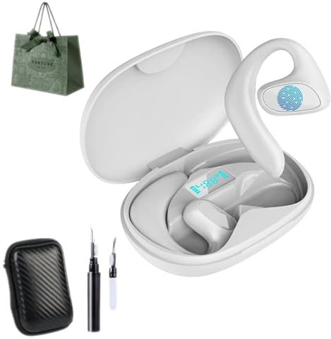 Talkbuds Translator, Qinux Talkbuds, 2025 KI Kopfhörer Übersetzer, 3-in-1 Sprachübersetzer Kopfhörer 144 Sprachen mit App, Open ear kopfhörer bluetooth, für Reisen, Business, Lernen (1-White)
