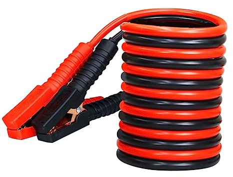HOODANCOS 1pezzi Cavo di Emergenza per Auto e Suv Cavi di Avviamento Pesanti Nucleo Interno Spesso Cavo di Alimentazione per Batteria Scarica in Rame Pieno Seghettati e Molle