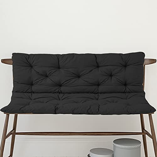 Thick Outdoor & Indoor Cushioned Seat with Backrest Soft Patio Swing Cushion for 2 3 Seater Lounr 100x100x8 cm Black Comfortable & Garden Furniture Accessory
