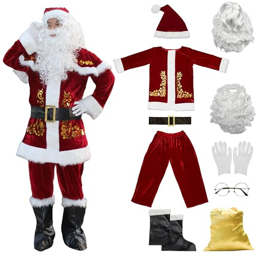 MYSTELLA Costume de Père Noël pour Hommes Complet de Déguisement Vêtement de Père Noël Hommes Adulte（XXL