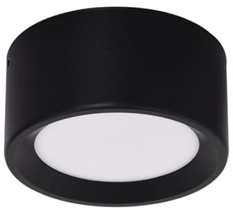 Foco LED de Techo, Redondo, empotrable, con Montaje en ficie de Aluminio Negro, luz Blanca cálida de 3000 K, Foco direccional para Pasillo, Cocina y salón.