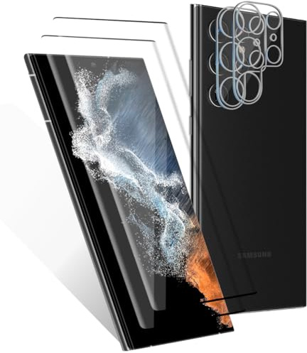 Euukzzea Protector de Pantalla para Samsung Galaxy S22 Ultra Cristal Templado, 2 Piezas Dureza 9H Vidrio Templado y 2 Piezas Protector de Lente de Cámara, HD Transparente, Anti-Arañazos Sin Burbujas