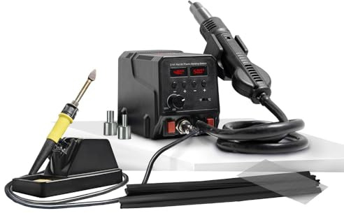 KS Tools - 150.1015F - Stazione di saldatura in plastica ad aria calda 2 in 1 con saldatore