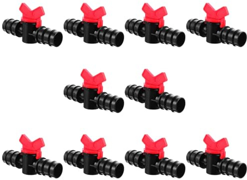 TOYZFRIENDY Válvula De Bola De Púas para Riego Doméstico, 25pe Tubo Recto, Accesorios De Riego por Goteo, Paquete De 10 Piezas, Control De Flujo De Agua, Resistente Fugas