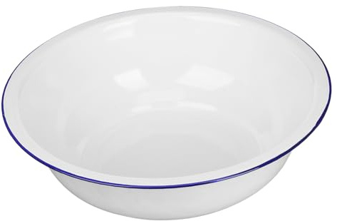 ARTSEWPLY Palangana para Lavar Verduras y Fácil de Limpiar Multifuncional Esmaltada Vintage de Esmalte Blanco Gran Capacidad y Mezclar Pan Cocina