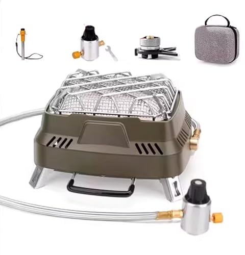 Radiateur De Chaleur Chauffage Exterieur Corps en Alliage D'aluminium Avec Panneau en Céramique Parasol Chauffant Gaz Exterieur 3500 W Puissance Réglable(Green)