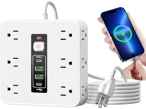 Elektriskt eluttag - grenuttag med 4 USB-portar | för skrivbord sovrum vägg vardagsrum bakom soffan TV telefon Ref