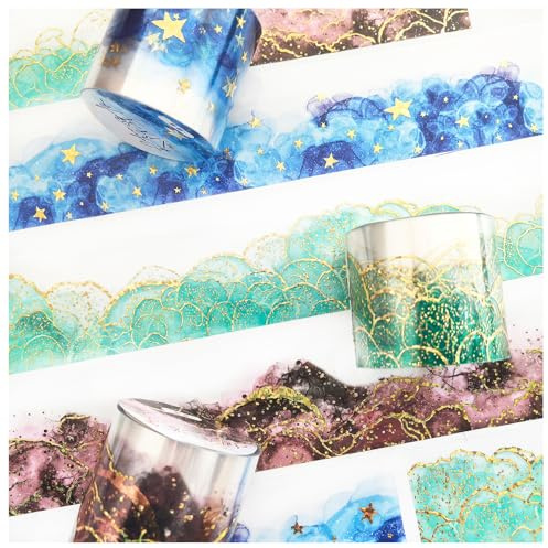 Ta Merry Scrapbook-klistermärken, 3 rullar PET Washi Tape Scrapbooking tillbehör, estetiska klistermärken, dekorativa för bullet journal, journaltillbehör, bärbar dator (färg 2)