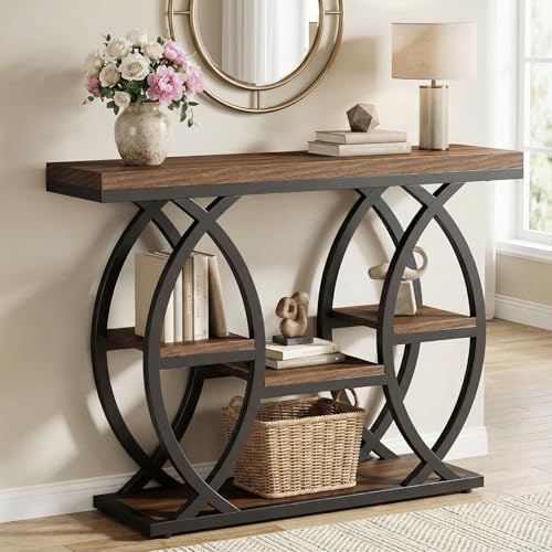 Lailang 100cm Consolle Ingresso, Mobile Ingresso Corridoio, Tavolino Stretto, Scaffale Legno, Mobile Retro Divano Salvaspazio, Console Ingresso Slim, 100 x 30 x 80 cm, Rustic Brown