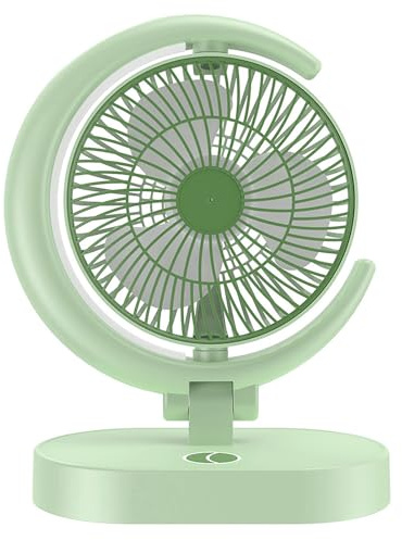 LIYJTK Ventilador de escritorio USB, ventilador de mesa portátil silencioso recargable con luz para viajes de oficina en casa (Verde)