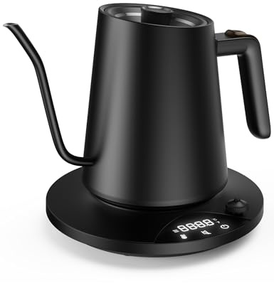 Bollitore elettrico in acciaio inox con regolazione della temperatura, bollitore a collo di cigno, funzione di calore 24 ore, bollitore elettrico da 1200 W con indicatore di temperatura