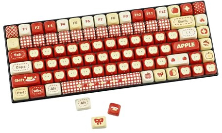YMDK Red Apple Theme Keycaps 91 Keys, MOA Profile PBT Dye-Sub, Compatible with 61/68/84 MX Mechanical Keyboard