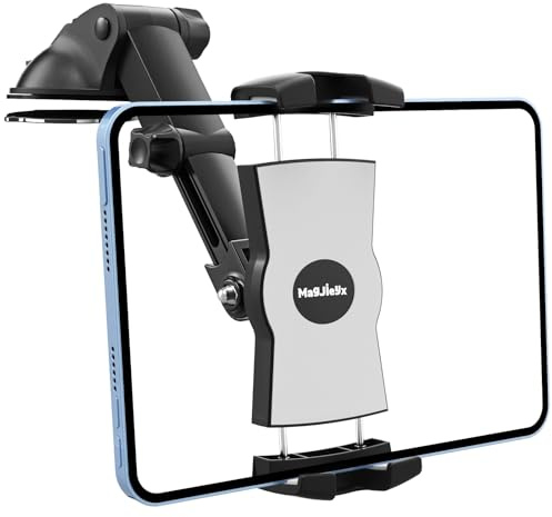 MAGJIEYX Tablet Halterung Auto, Starke Saugkraft iPad Halterung für Armaturenbrett Windschutzscheibe 360° Verstellbar mit Teleskoparm für LKW & Van für All 6-12,9 iPad Pro/Air/Mini/Galaxy Tab