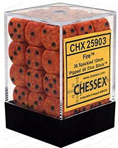 Chessex Chx-25903 Set 36 Dadi 6 Facce, 12 mm, Puntinati Fire