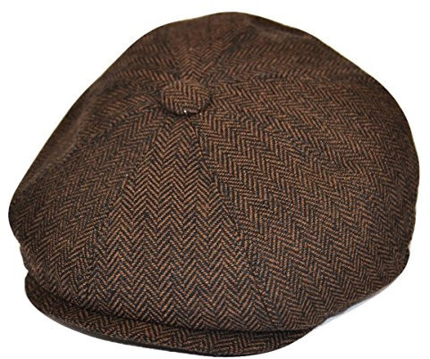 Unbekannt Herringbone Newsboy Ballonmütze braun, Größe:L, Farbe:braun