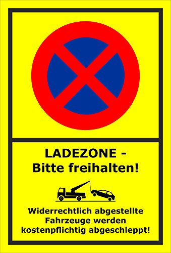 Melis-Folienwerkstatt Parken verboten Schild – Abschleppschild - Ladezone - Bitte freihalten – 30x20 cm – 3mm Aluverbund – Verschiedene Größen und Materialien – Mit Bohrlöchern