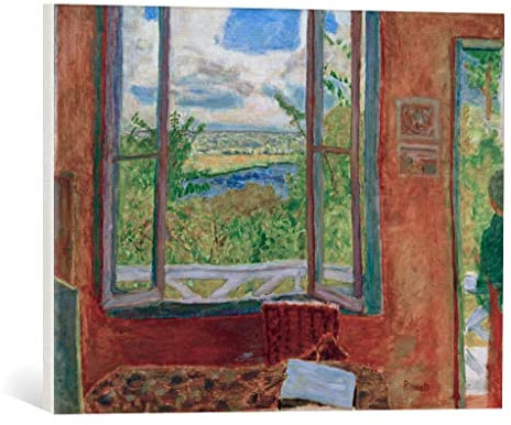 kunst für alle Leinwandbild: Pierre Bonnard Offenes Fenster zur Seine Vernon - hochwertiger Druck, Leinwand auf Keilrahmen, Bild fertig zum Aufhängen, 55x40 cm