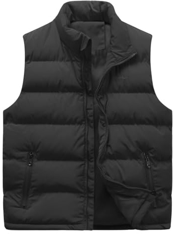 Allthemen Herren Steppweste mit Stehkragen Sportweste Leicht Winter Männer Vest Outdoor Übergangsjacke Schwarz M