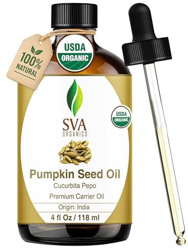 SVA Pumpkin Seed Oil - 4 Fl Oz - for Face, Skin Care, Hair Care, Scalp Massage & Body Massage – Carrier Oil with Dropper | Pumpkin Seed Carrier Oil for Hair Care, Hair Oiling, Scalp Massage, Facial Oil, Skin Care, Body Massage & DIY Beauty Recipes
