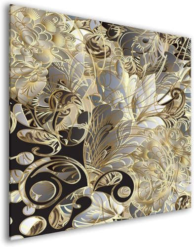 murando Glass Splashback for Kitchen Backsplash Cooker Protector Tempered Glass Decorative Wall Art Panel Heat Resistant Graphic 60x60 cm / 24x24 Abstract Ornament Flowers f-C-0419-aq-a