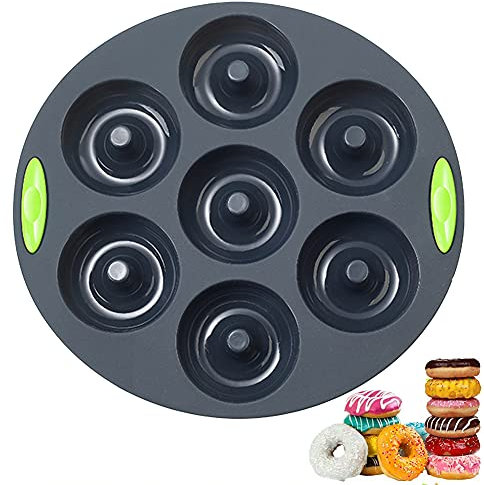 Molde de rosquilla, NALCY Molde de Silicona Galletas, Moldes de Silicona para Donuts, Moldes de Silicona Donut para Pasteles, Galletas, Rosquillas, Muffins - 7 Cavidades
