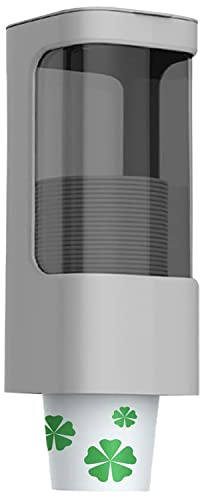 Distributore di bicchieri di grandi dimensioni, tipo di trazione o piastra a vite, montabile, adatto per cono da 7 a 12 oz o piatta, dispenser di acqua o da parete, attraente in casa ufficio (grigio)