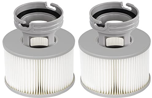 YanBan 2-pack badtunnfilter + skruvbasadapter för MSpa uppblåsbara pooler, förbättrad versionsfilterpatronpump passar för MSPA, alla aktuella badtunnor