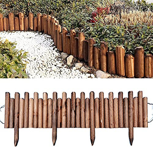 GLP Spiked Log Roll Border - Easy Plug-in Fence Palisade Corrosion Resistant Wooden Edging Fence for Lawns Paths Flower Beds (Size : 10/15 * 120CM)