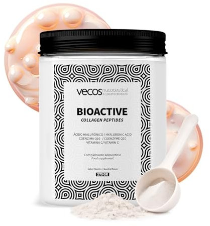 Péptidos de Colágeno VERISOL en Polvo Bioactivos con Coenzima Q10, Ácido hialurónico y Vitamina C | Cuidado, Alasticidas e Hidratación de la Piel | Colágeno Hidrolizado Puro