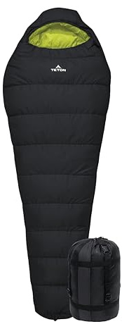 TETON Sports Leef, Sacco a Pelo Mummia Unisex, Nero/Salvia, 0F Regular