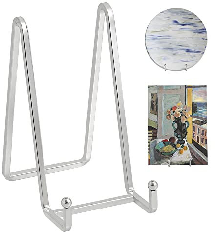Plate Holder Easel Display Stand - 6 inch Metal Plate Stands for Display - Tabletop Picture Stand - Silver Iron Easels for Display Pictures | Photo Frames | Book | Decorative Plates | Plaque - 2 Pack