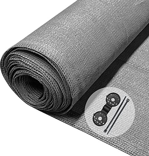 VOUNOT® Rete Ombreggiante 1.8×10m, Telo Frangivista Recinzione Giardino 150 g/m² HDPE, Tessuto Ombra Privacy Antistrappo Antivento con Fascette, per Esterno, Serra, Balcone, Giardino, Grigio