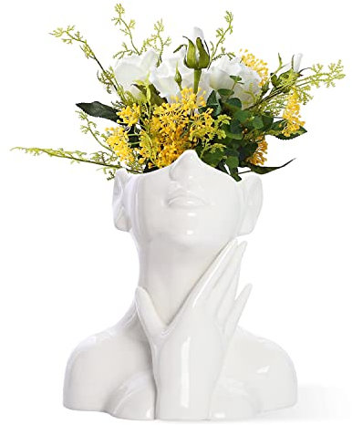 CEMABT Vaso femminile in ceramica, corpo moderno da tavolo casa, piccolo carino libreria mezzo viso (stile-A)