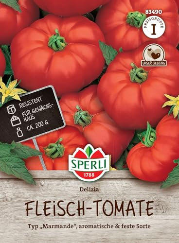 Sperli Fleisch-Tomatensamen Delizia, F1 83490 - resistente Sorte - für Gewächshaus - Typ Marmande - aromatisch - feste Sorte - Saatgut, Samen Gemüse