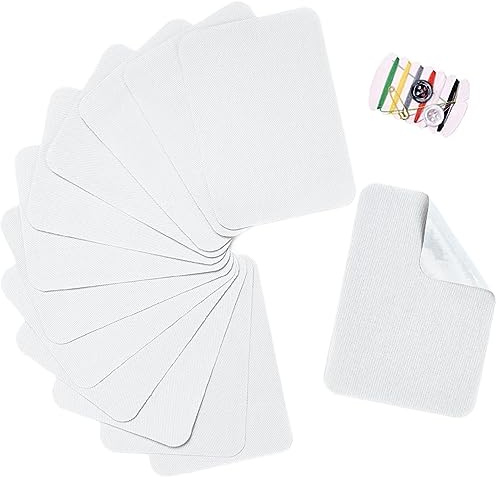 TXSN Lot de 12 patchs de réparation thermocollants en coton pour réparation et décoration de vêtements, pantalons, 7,6 x 10,2 cm, blanc