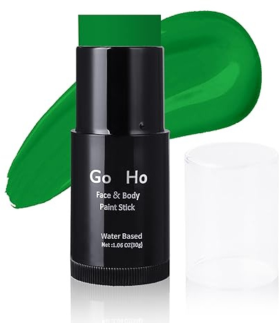 Go Ho Water Based Dark Green Face Paint Stick Washable (1.06 Oz),Cream Body Paint,St Patricks Day Accessories,Full-coverage Face Paint Makeup Stick for Theater Halloween SFX Cosplay