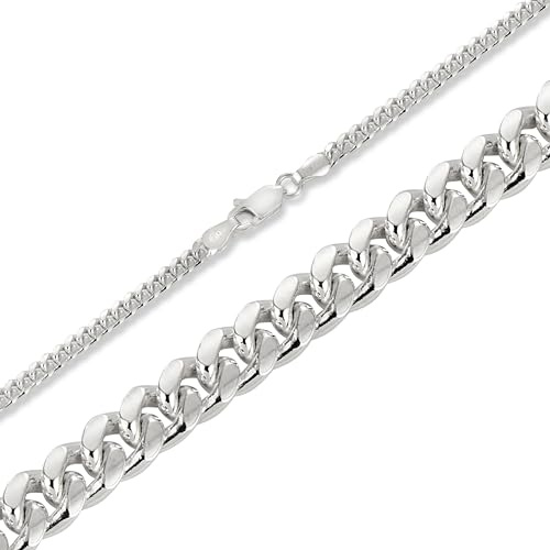 BlinqBlinq Cuban Chain Halskette Echtes 925 Sterling Silber 1mm [Länge 40cm] - Echtsilber Panzerkette für Männer & Frauen | Gliederkette, dünne Halsketten, Herrenhalskette, Männerkette, Necklace