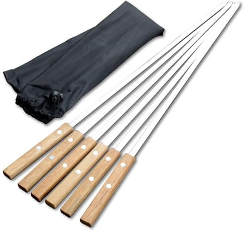 Bafnsiji Brochettes de Barbecue Plat, brochettes de Kebab Plat en Acier Inoxydable, brochettes en Acier Professionnel BBQ, bâtons en métal réutilisables pour Barbecue, Barbecue brésilien, 6pcs,60cm