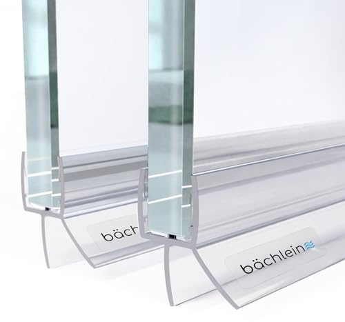 Bächlein PVC 2er Set Duschtürdichtung 2x 100cm für Duschtüren - Transparente “Super Clear” Ersatzdichtungen für Glasstärken 6-8mm, UV- und Schimmelbeständig, Einfache Montage und Zuschneidbar