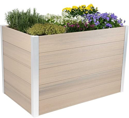 dobar® XL WPC-Hochbeet für den Garten als Bausatz - Erhöhtes Beet in Holzoptik ideal für Chili und Gemüse - 115 x 70 x 75 cm - Silbergrau