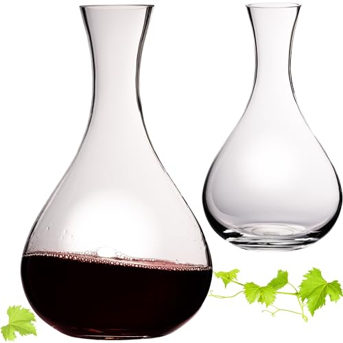 IMPERIAL glass Bauchiger Dekanter 1900ml Set 2-Teilig Weinkaraffe aus Crystalline Glas 'Havanna' Weindekanter Handgefertigt