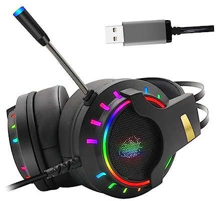 Veemoon Rgb Gaming Headphones Microphone for Game Use Portable Usb Headset Comfortable Headphone Design