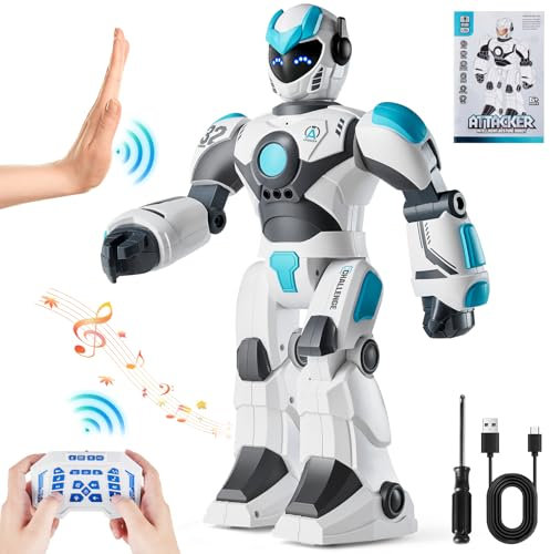 VEVOR RC-Roboter Spielzeug für Kinder, 2,4GHz, programmierbare Fernbedienung mit Gestenerkennung und Sprachsteuerung, interaktiver singender und tanzender Roboter für Kinder ab 6 Jahren, 270x115x400mm